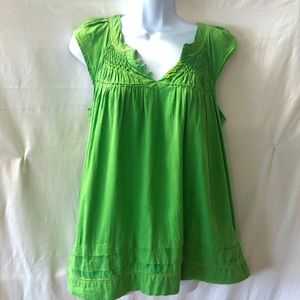 Marina Luna Spring Chic Kelly Green Textured Tunic Top RN 88820